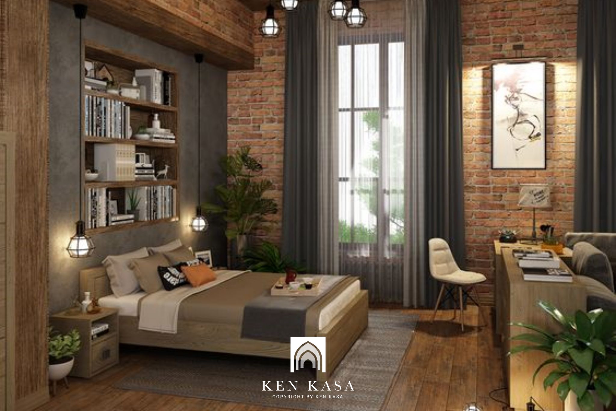 mẫu thiết kế phòng homestay trong chung cư kiểu Rustic